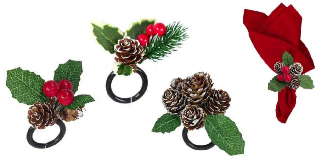 Argola Porta Guardanapo Pinha Natal Sortido