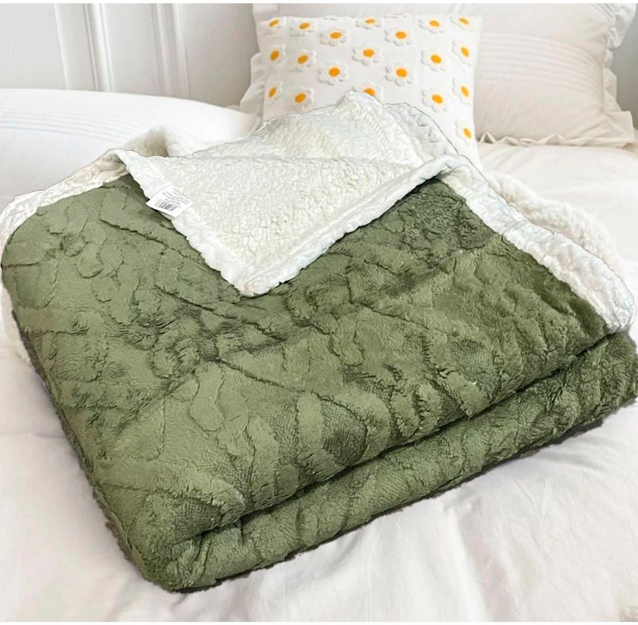 Manta Com Sherpa Glamour Casal Verde 1,90x2,10m