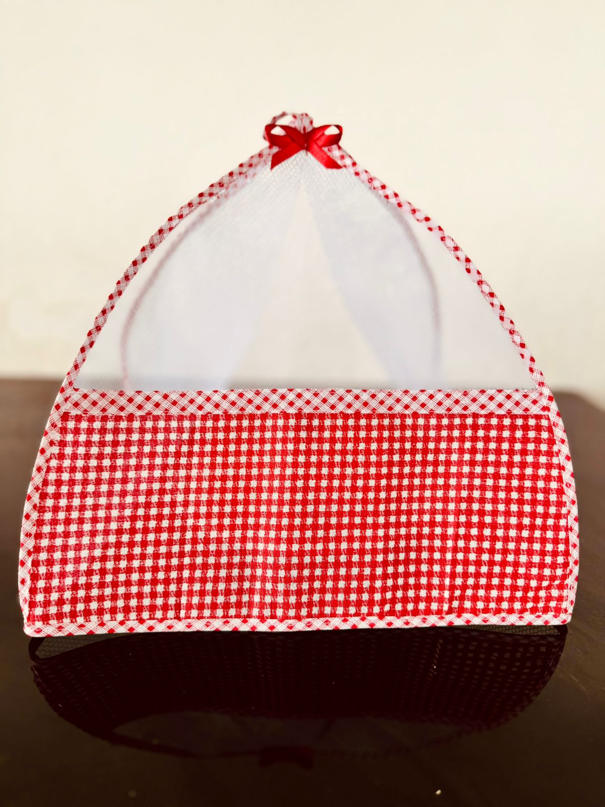 Tule Cobre Bolo Xadrez Vermelho