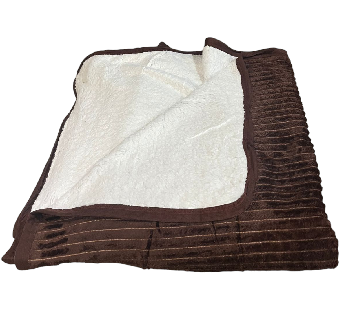 Manta Microfibra Sherpa Pelo Carneiro Lisa Marrom