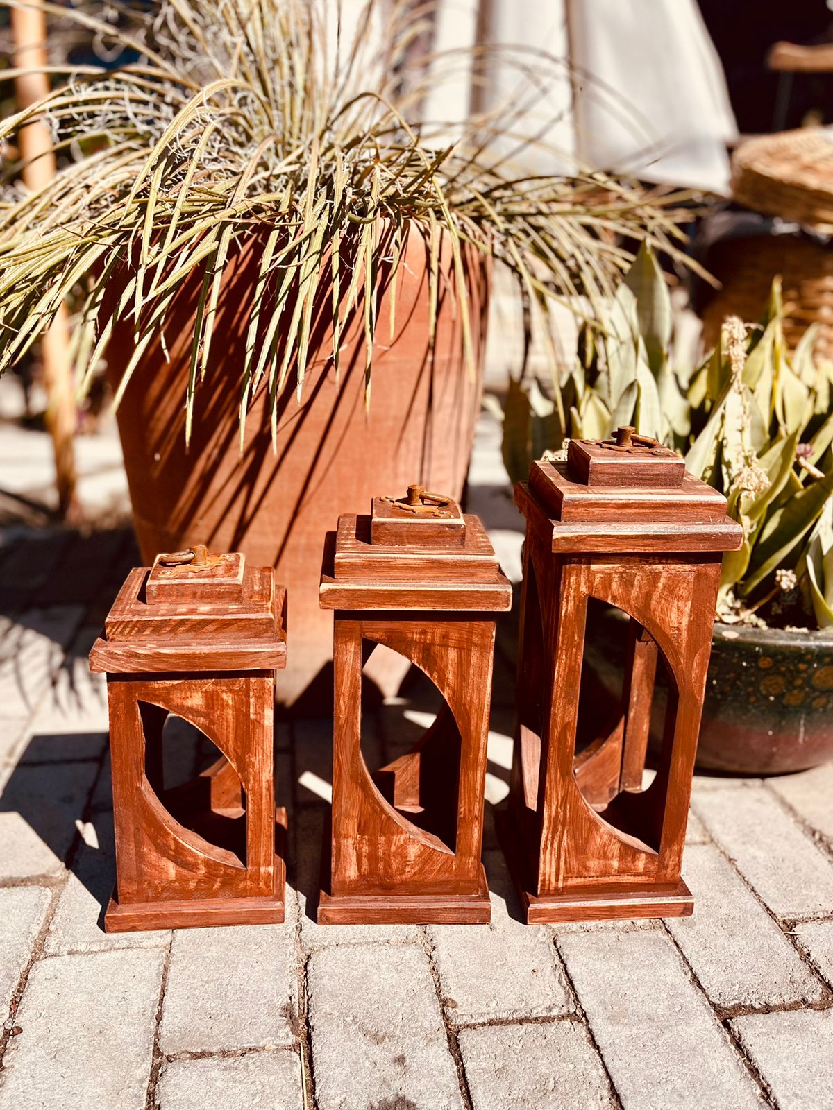 Trio Lanternas Marroquinas Marrom