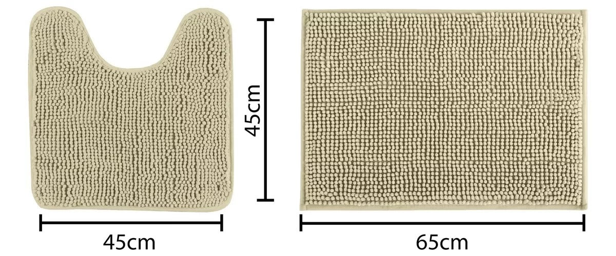 Jogo de Tapetes para Banheiro Antiderrapante Bolinha Micropop 2 Peças Bege