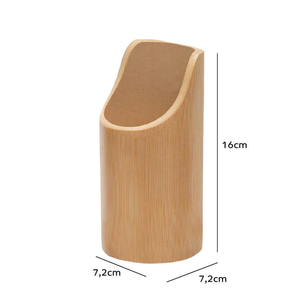 Kit Utensílios De Bambu 5 Peças Ecológico Com Suporte