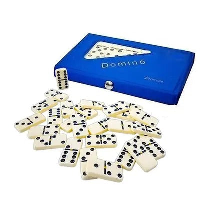 Brinquedo Dominó Estojo Com 28 Peças Azul