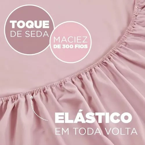 Jogo de Cama Jolitex Lençol Solteiro 2 Peças Rosa