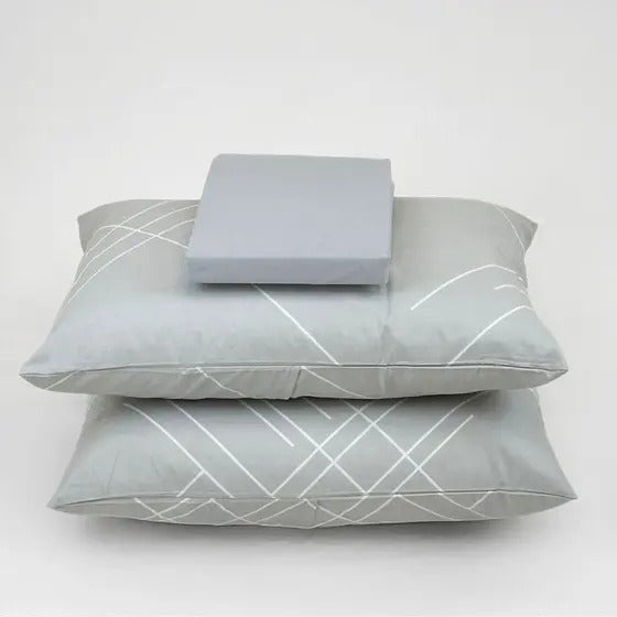 Jogo de Cama Jolitex Lençol Queen 3 Peças Cinza Riscado