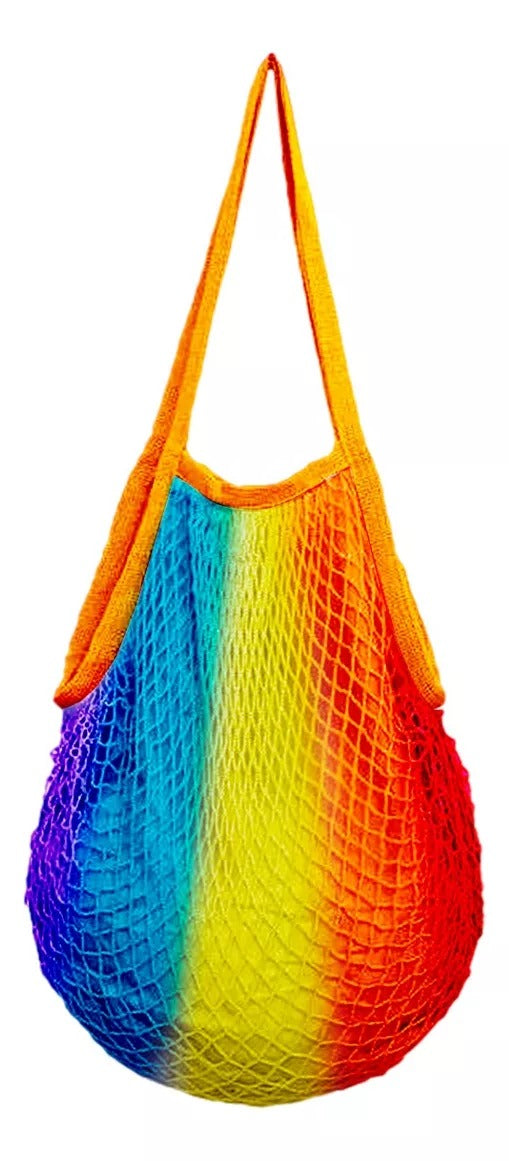Bolsa Sacola De Rede Vazada Praia Arco Íris
