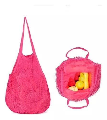 Bolsa Sacola De Rede Vazada Praia Rosa