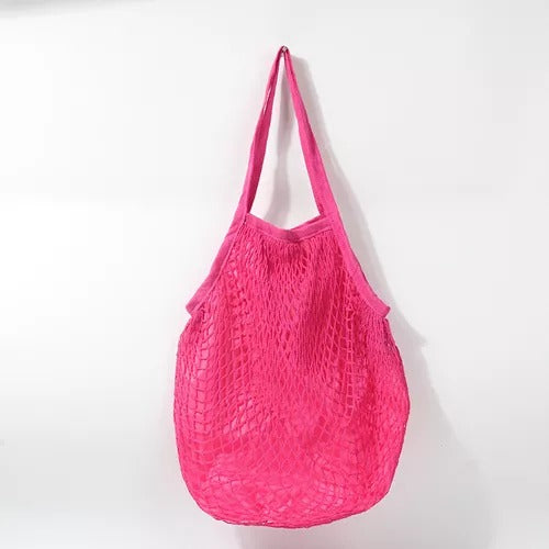 Bolsa Sacola De Rede Vazada Praia Rosa