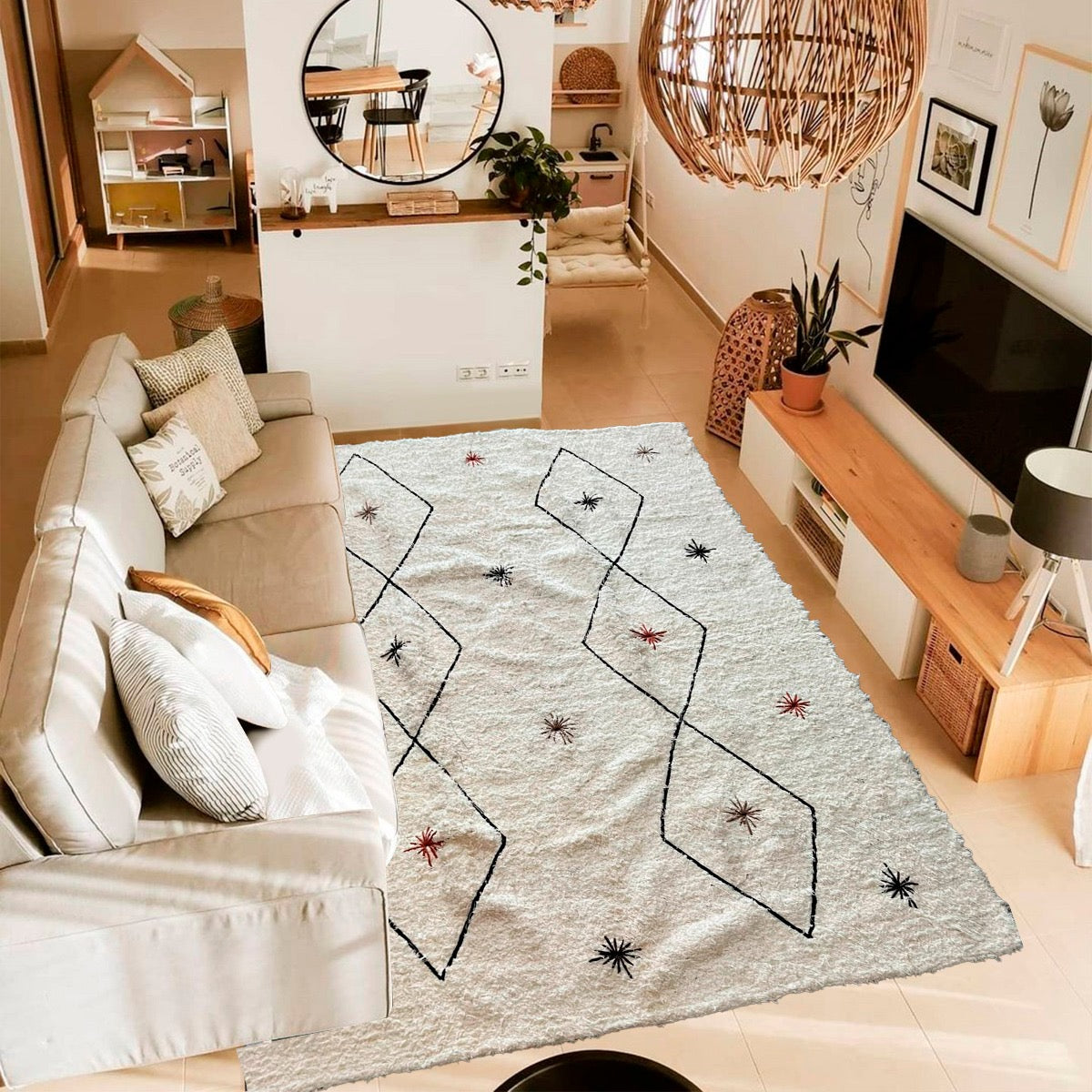 Tapete Algodão Bordado Losango 2,00x2,50m