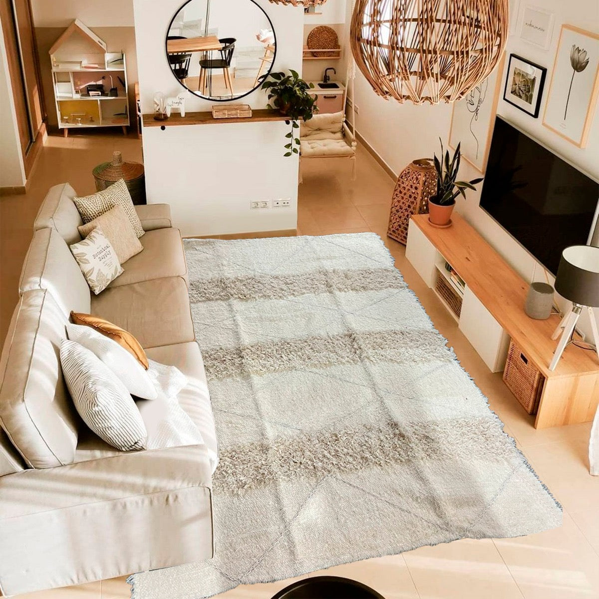 Tapete Algodão Bordado Vanil 1,50x1,50m