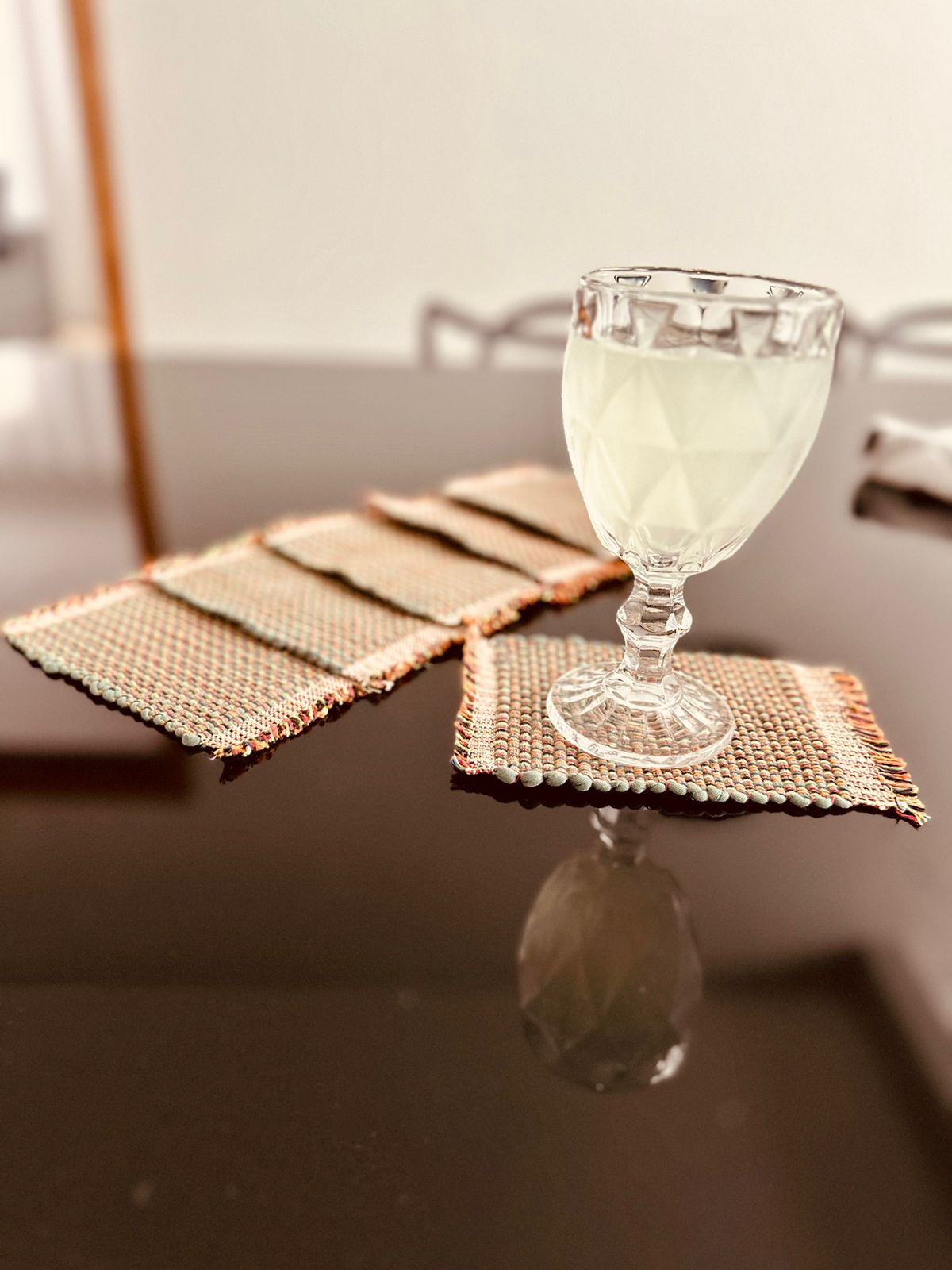 Kit 6 Porta Copos / Descanso Para Copos em Malha Verde Oliva