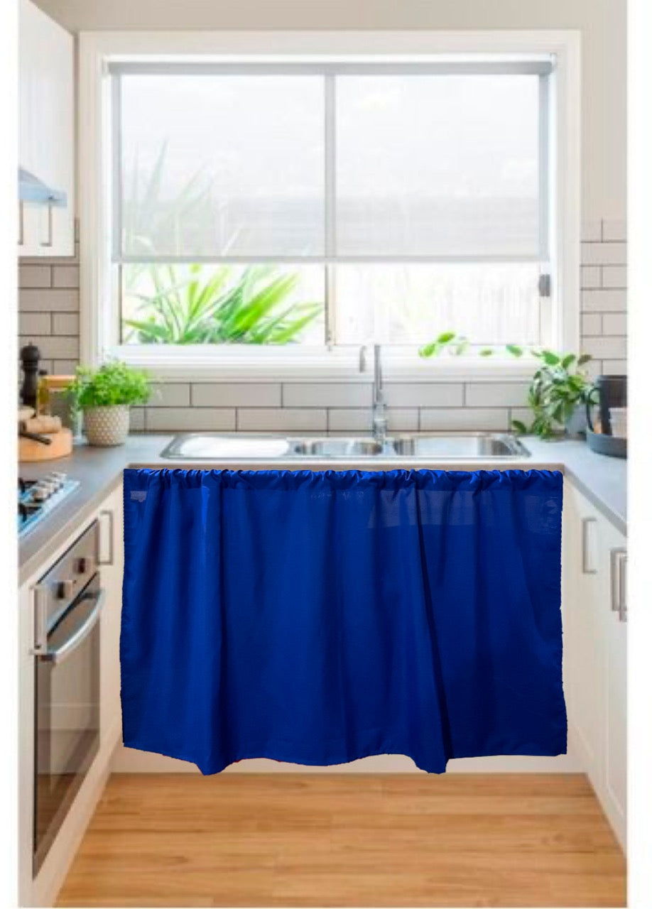 Cortina Pia Cozinha Oxford Azul