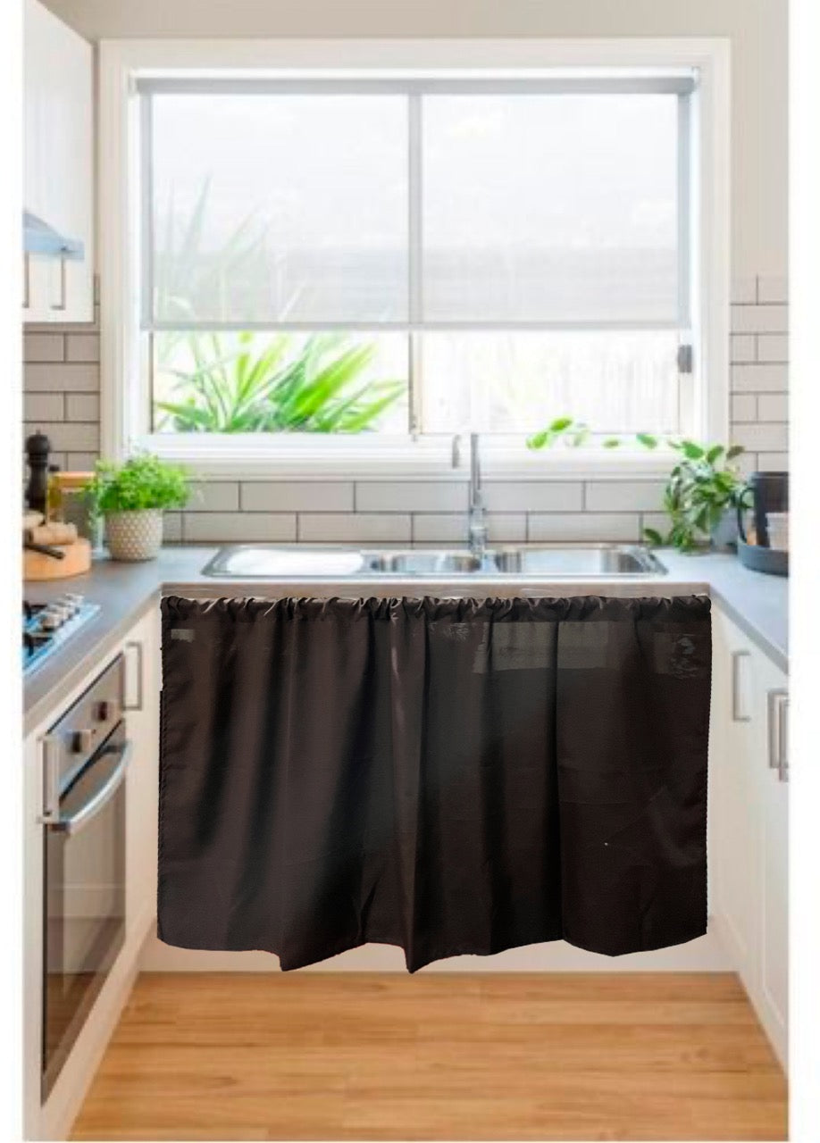 Cortina Pia Cozinha Oxford Marrom