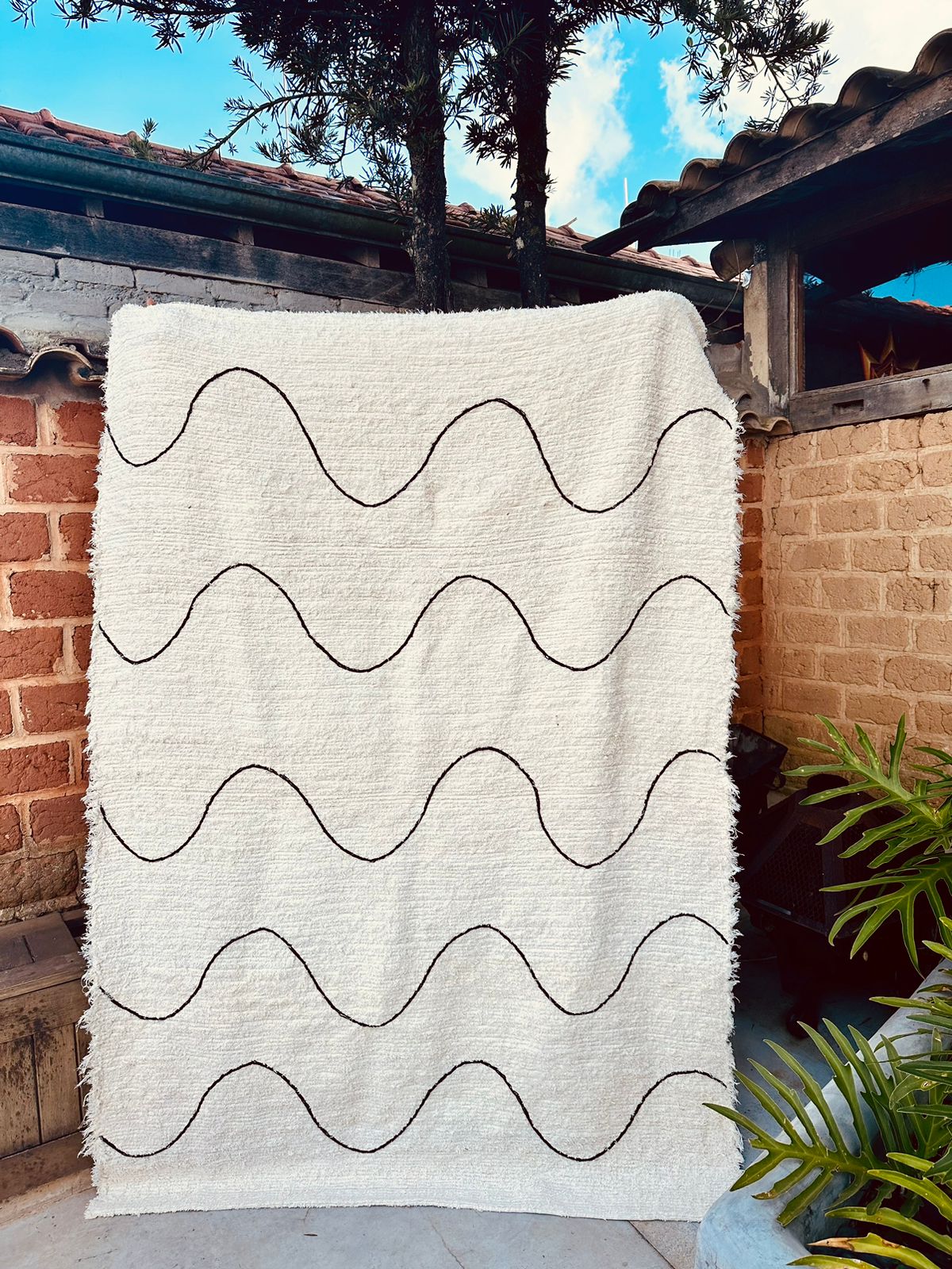 Tapete Algodão Bordado Ondas 2,00x2,50m