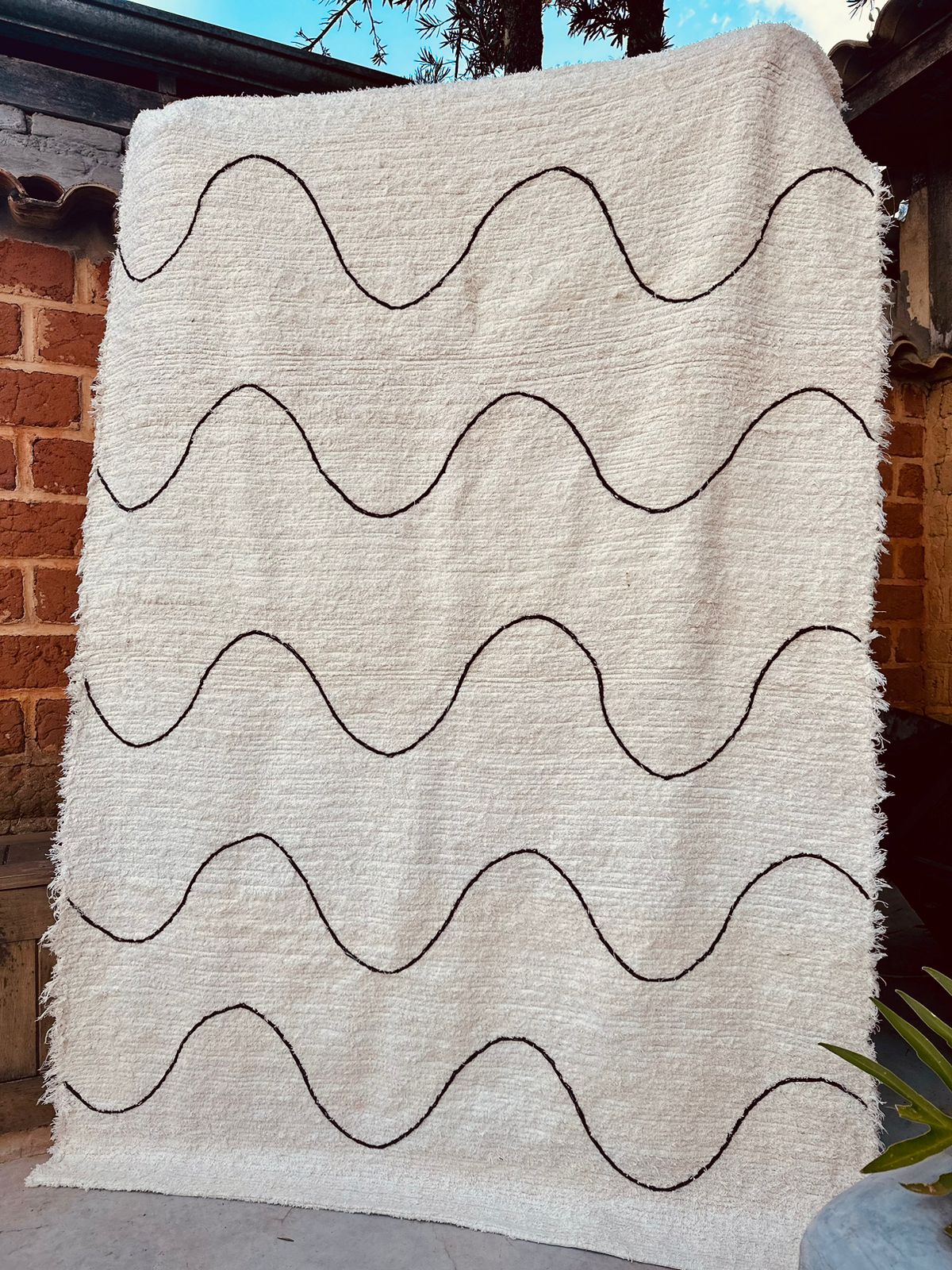 Tapete Algodão Bordado Ondas 1,50x2,00m