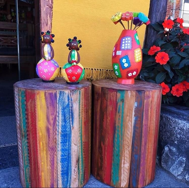 Banco Redondo Ripado Colorido