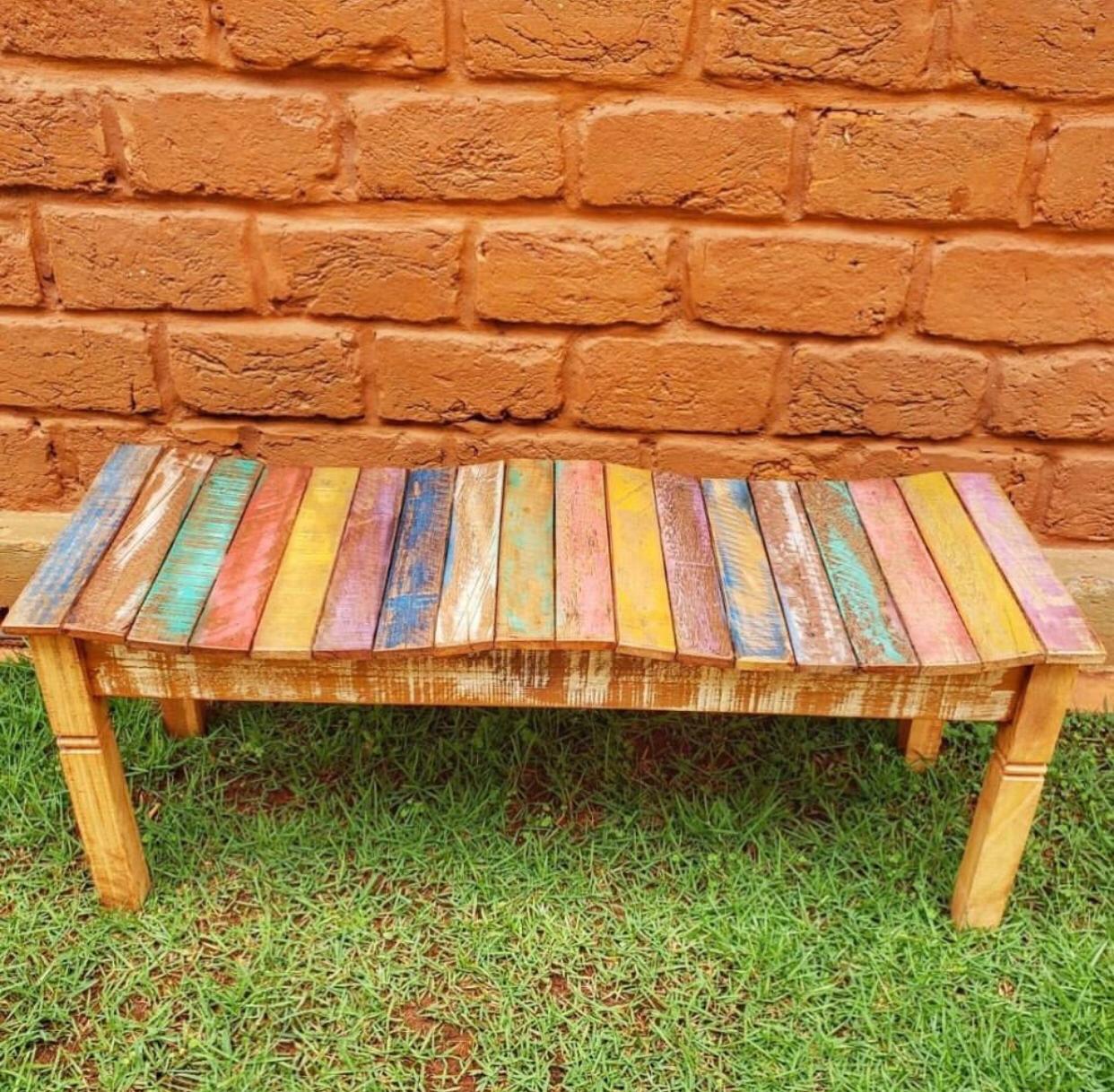 Banco Ripado 2 Lugares Colorido