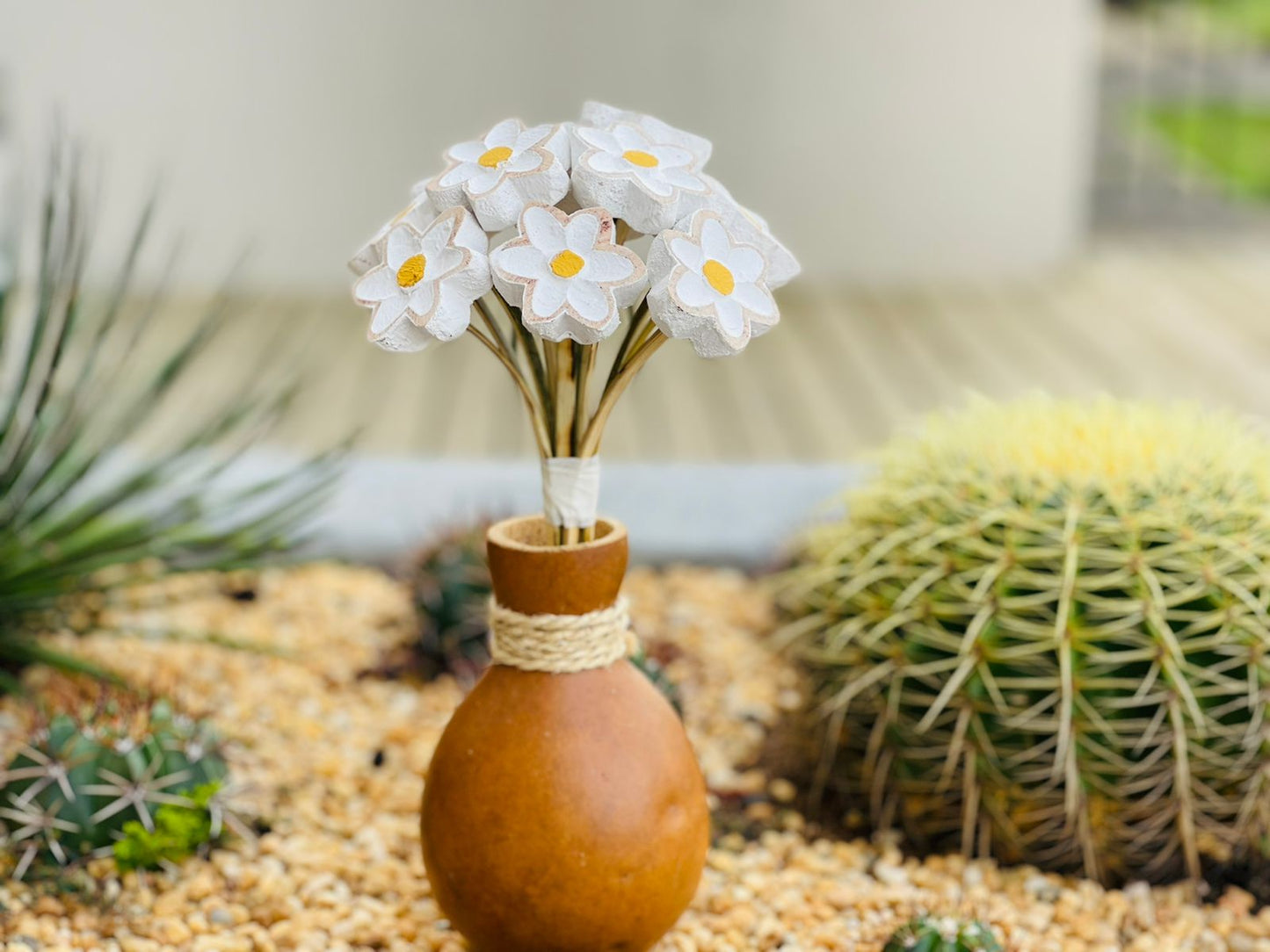 Buquê De Flor Madeira Branco P