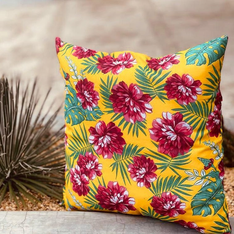 Capa de Almofada Chita Amarela 45x45