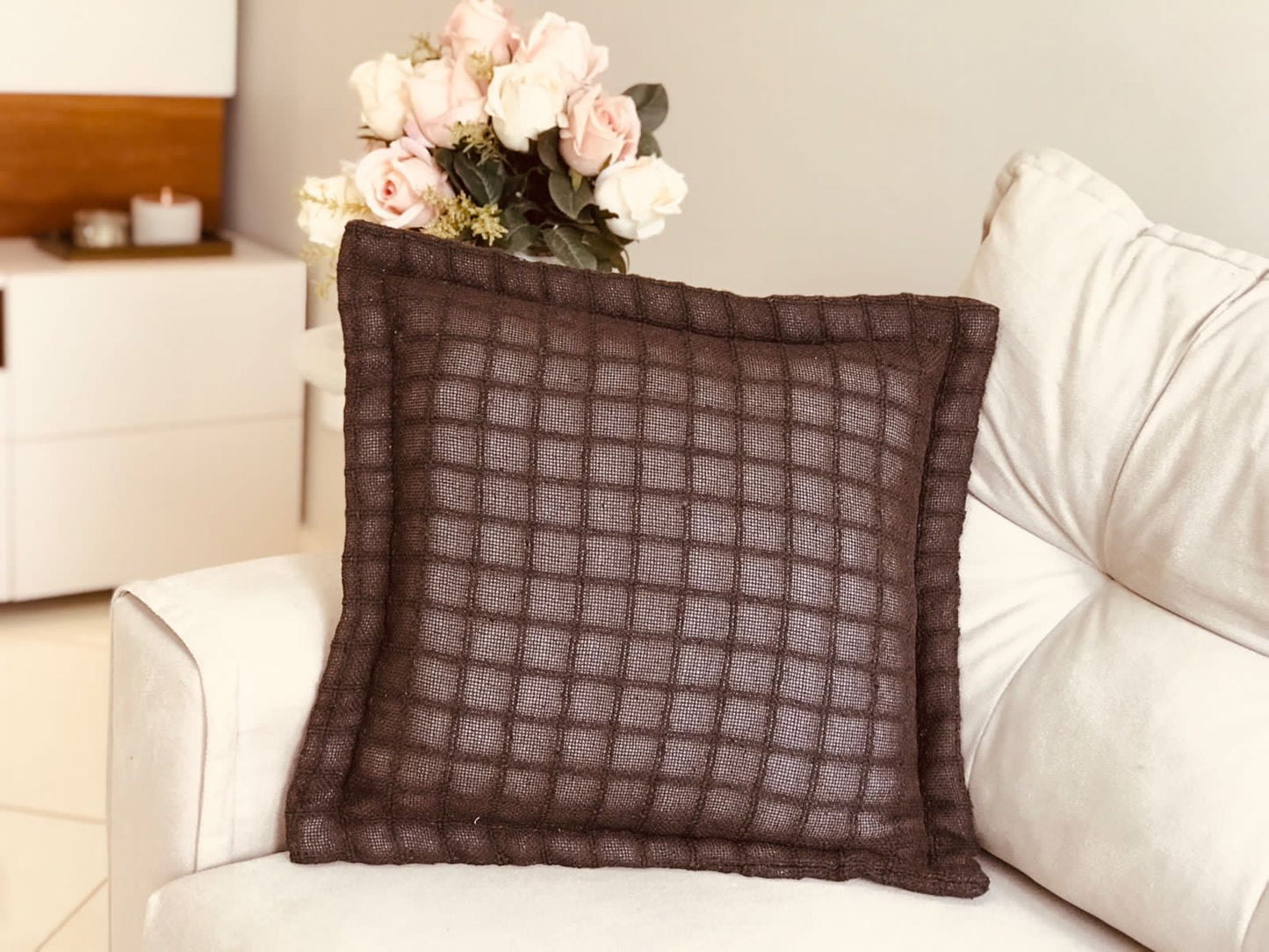Capa de Almofada Decorativa em Algodão Lisa Marrom Café 45x45