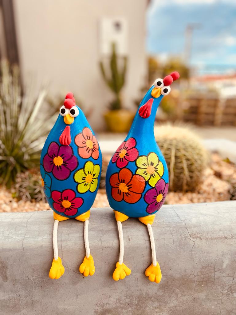 Galinha em Cabaça Par Azul Floral