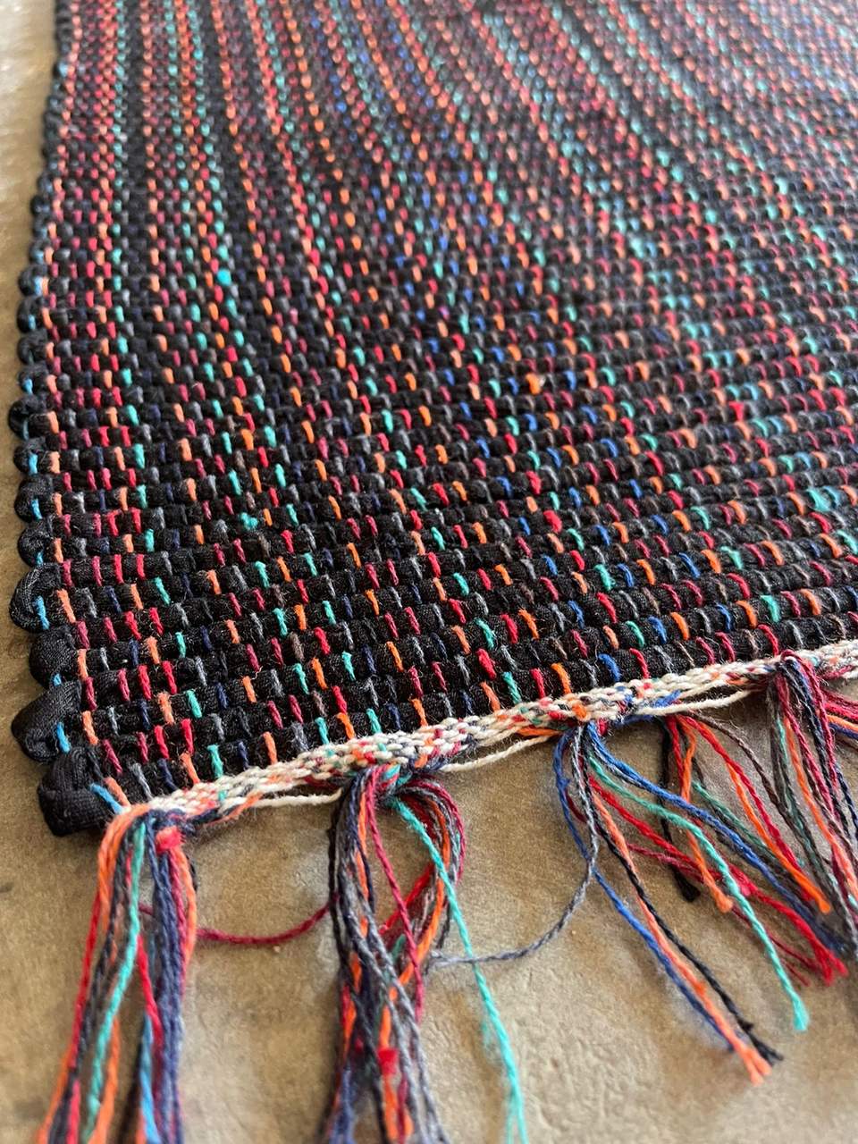 Jogo de Passadeira com 3 Peças Malha Preto Mesclado Colorido Grande