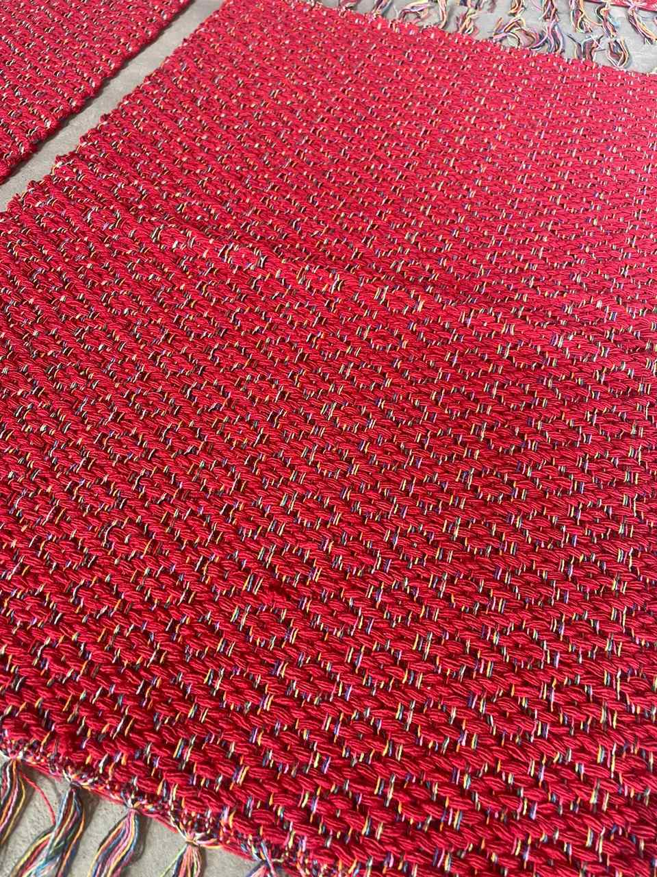 Jogo De Passadeira Coroa Malha Vermelho