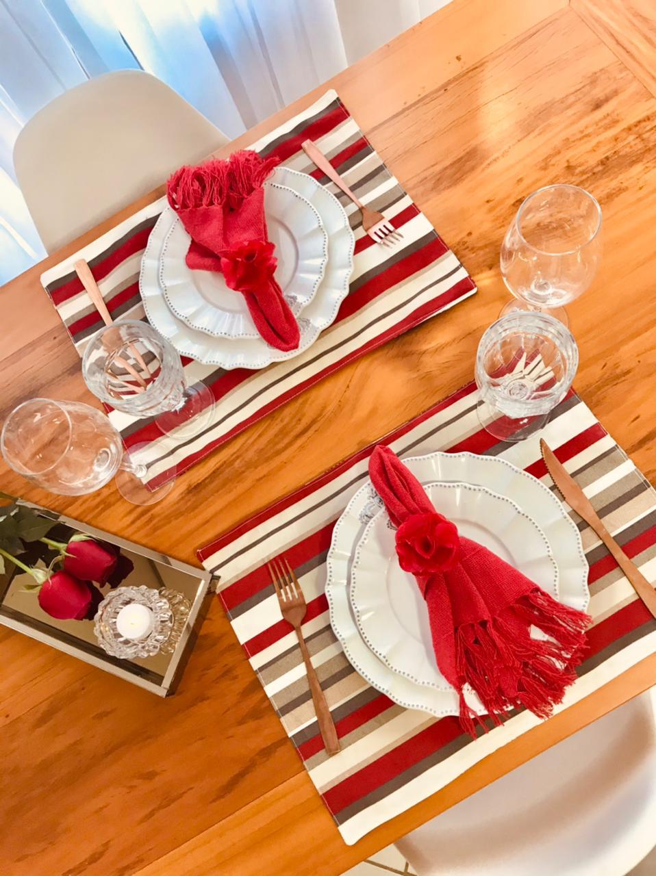 Lugar Americano Dupla Face Impermeável Mandala Vermelho