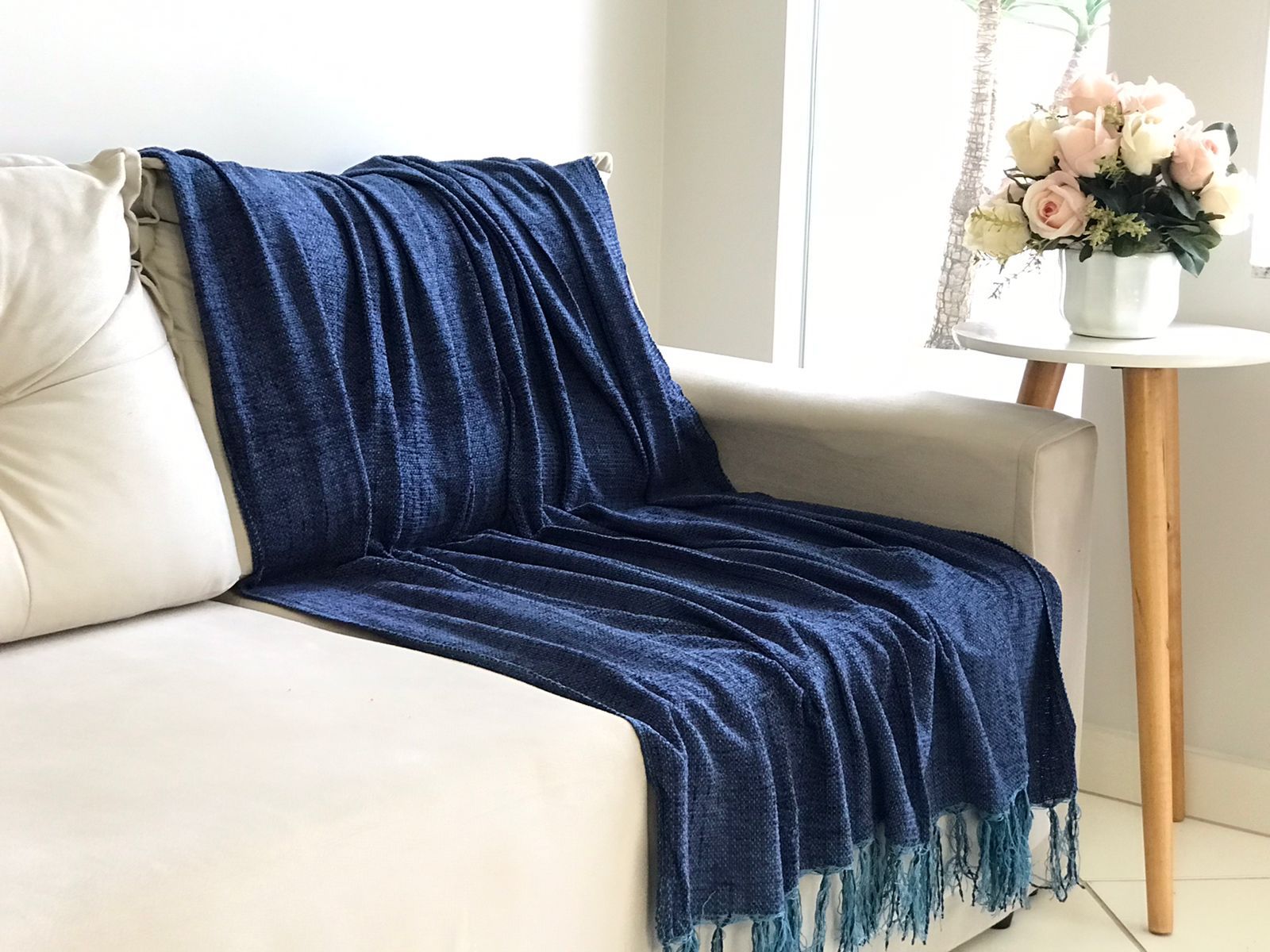 Manta sofa online azul petroleo