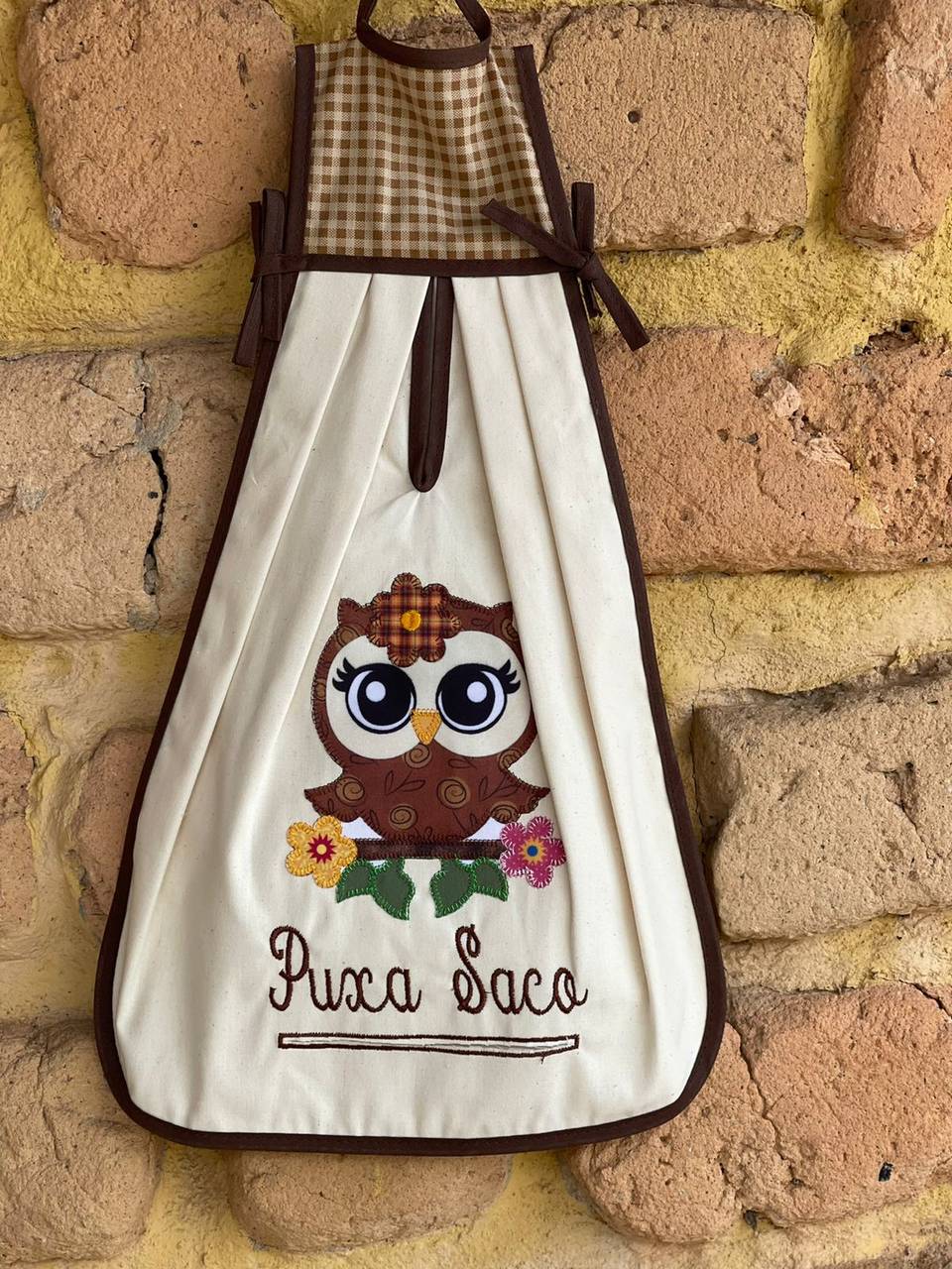 Puxa Saco Algodão Coruja Marrom