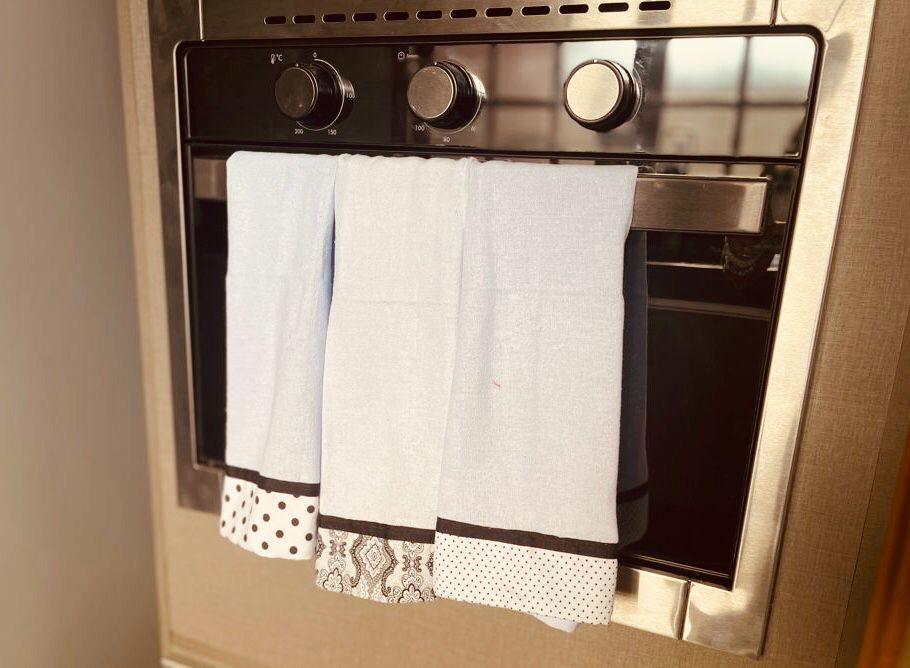 Trio Pano de Prato com Barra Preta e Branca