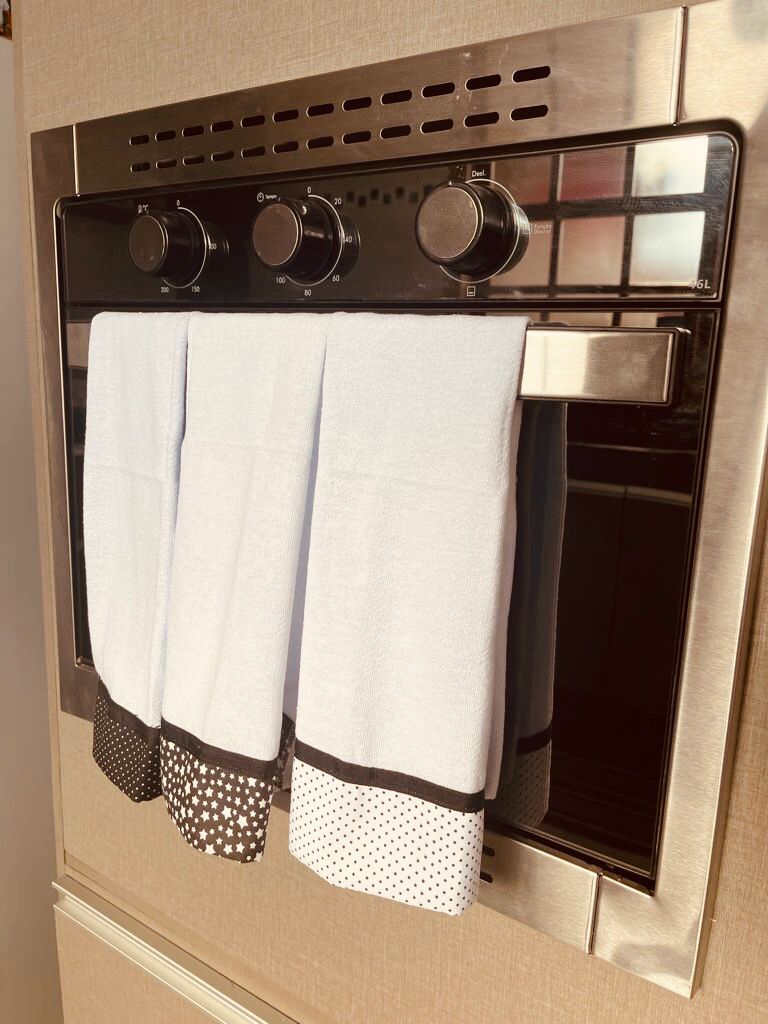 Trio Pano de Prato com Barra Preta e Branca