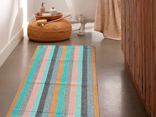 Passadeira em Algodão Listrada Colorida Claro 2,5m