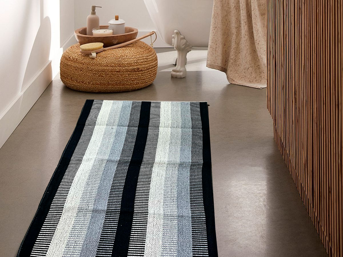 Passadeira em Algodão Listrada Degradê Preta 3,0m