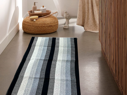 Passadeira em Algodão Listrada Degradê Preta 3,0m