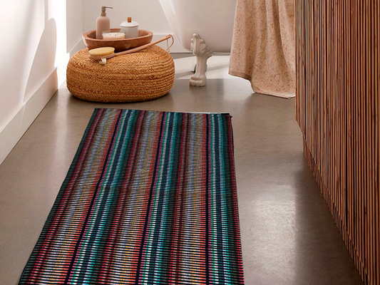 Passadeira em Algodão Listrada Colorida Escura 2,0m