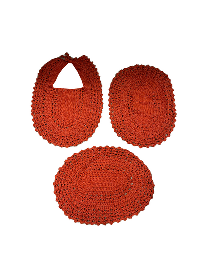 Jogo de Banheiro Crochê 3 Peças Terracota