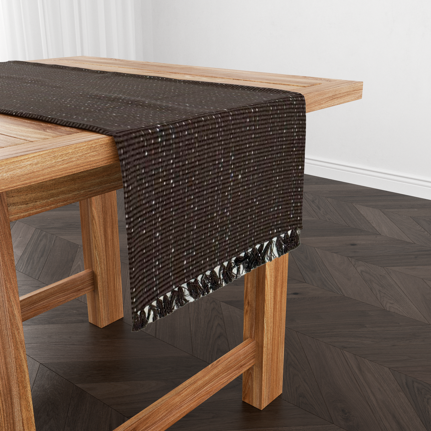 Caminho de Mesa Linha com Fio Lurex Marrom 1,0m