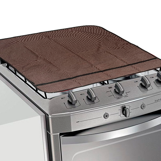 Capa para Vidro de Fogão 4 Bocas Poá Marrom