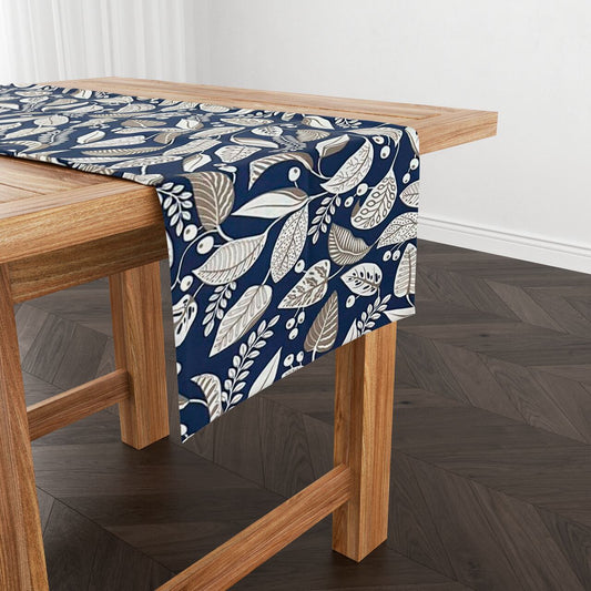 Caminho de Mesa Impermeável Belize Folhas Azul