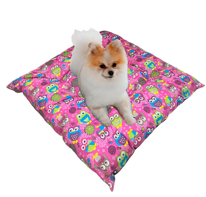 Almofada Cama Pet Coruja Rosa