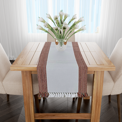 Caminho de Mesa Algodão Branco Listras 1,5m