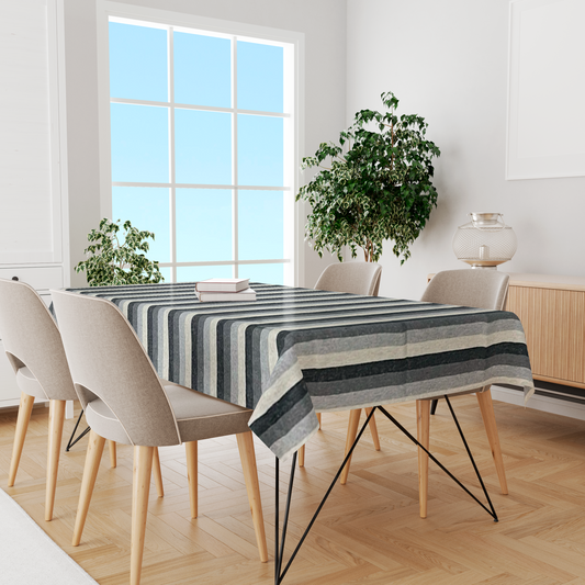 Toalha de Mesa Algodão Listrada Preta e Cinza 1,5mx3,0m