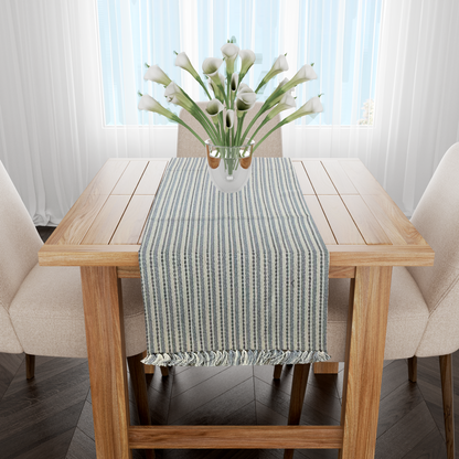 Caminho de Mesa Algodão Listrado Cinza 1,5m
