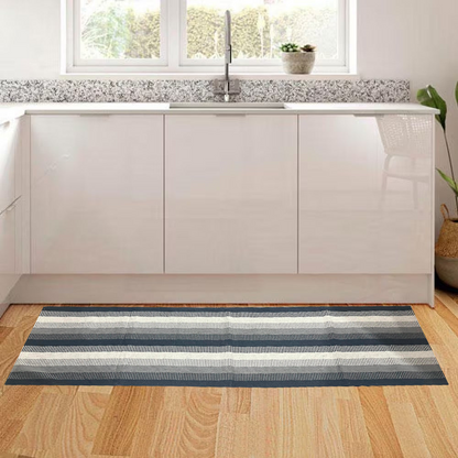 Passadeira em Algodão Listrada Degradê Cinza 2,5m