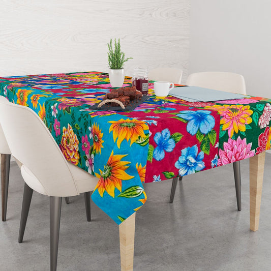 Toalha De Mesa Chita Dupla Face Patchwork 2,20x1,40m