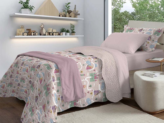 Jogo de Colcha Infantil Solteiro 1,60x2,30m Princesa