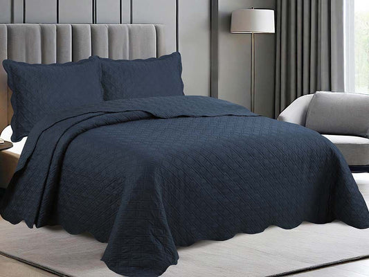 Jogo de Colcha King 2,80x2,60m Elos Azul Marinho