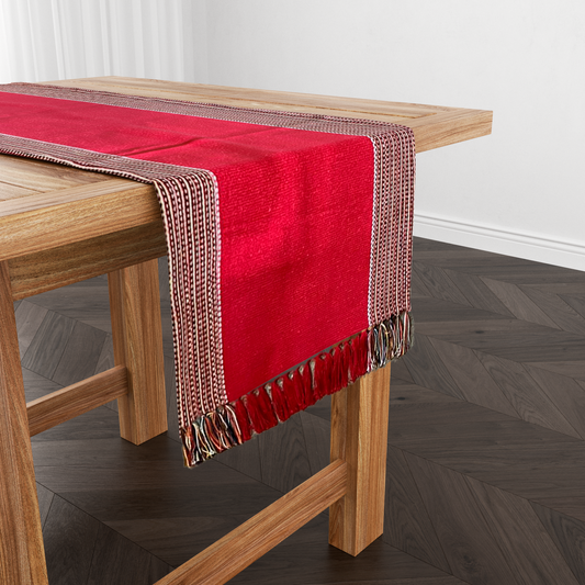 Caminho de Mesa Algodão Vermelho Listras 2,0m